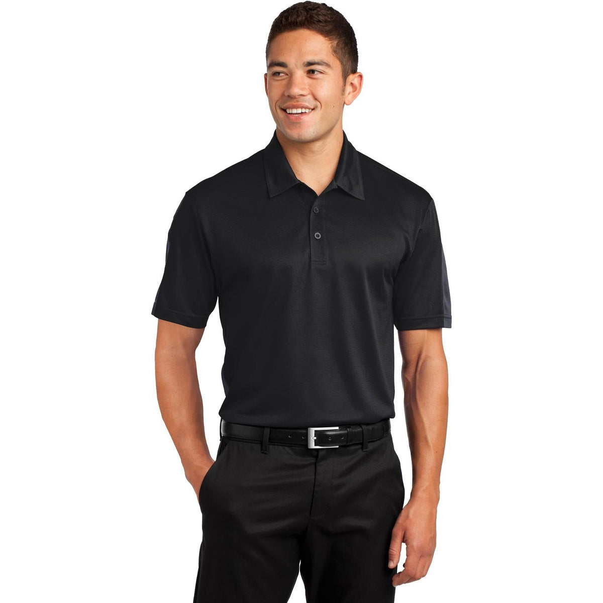 no-logo  Sport-Tek PosiCharge Active Textured Colorblock Polo-Regular-Sport-Tek-Black/Grey-S-Thread Logic
