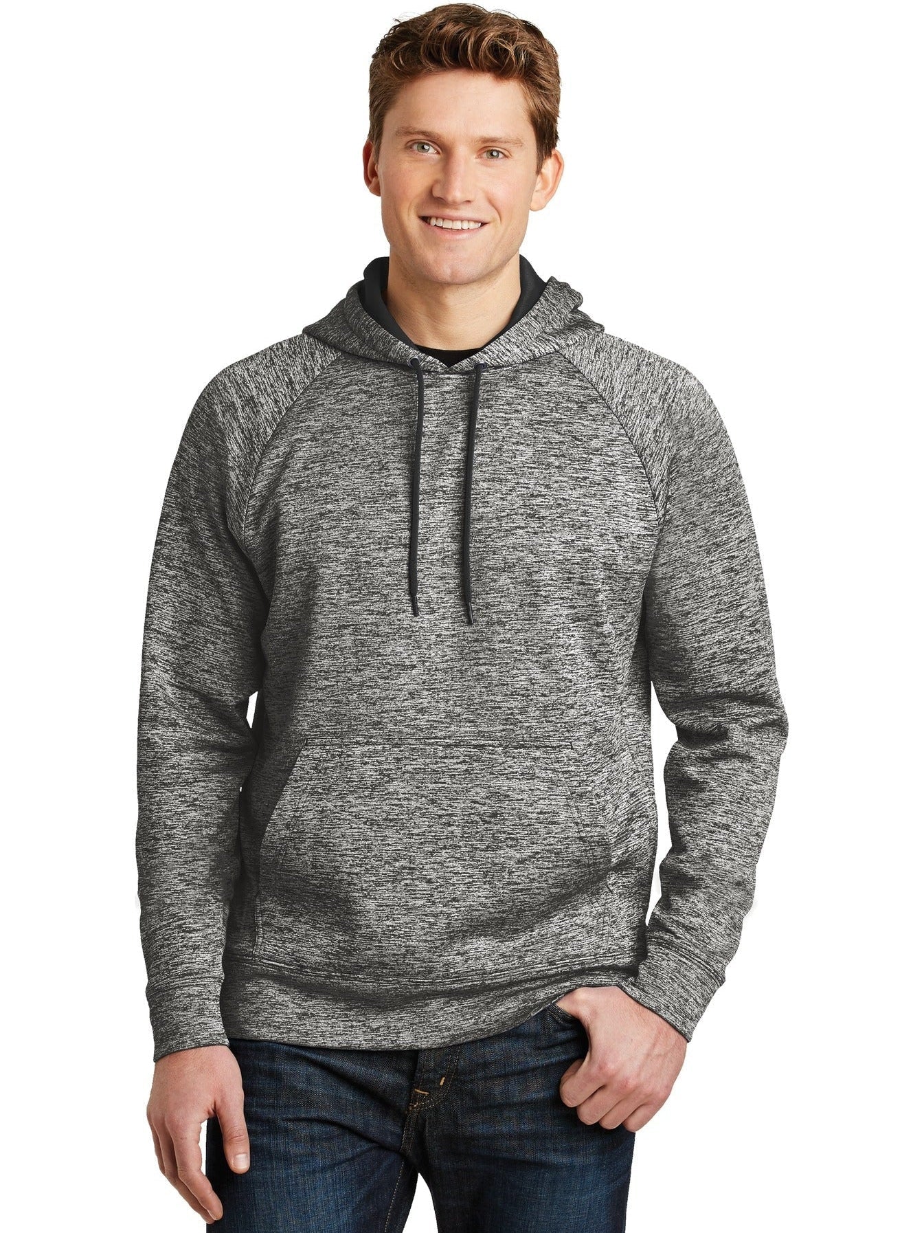  Sport-Tek PosiCharge Electric Heather Fleece Hooded Pullover-Regular-Sport-Tek-Black Electric-S-Thread Logic