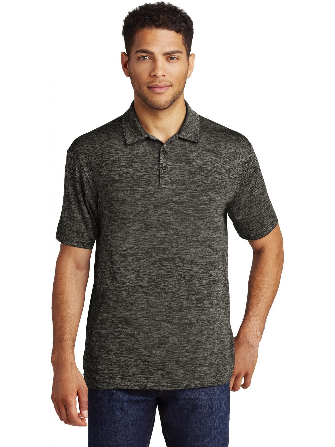  Sport-Tek PosiCharge Electric Heather Polo-Regular-Sport-Tek-Grey-Black Electric-S-Thread Logic