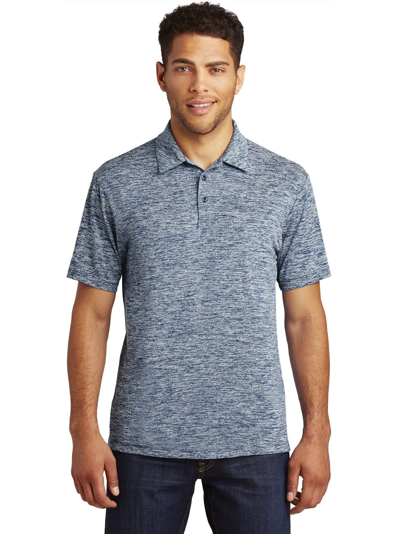  Sport-Tek PosiCharge Electric Heather Polo-Regular-Sport-Tek-True Navy Electric-S-Thread Logic