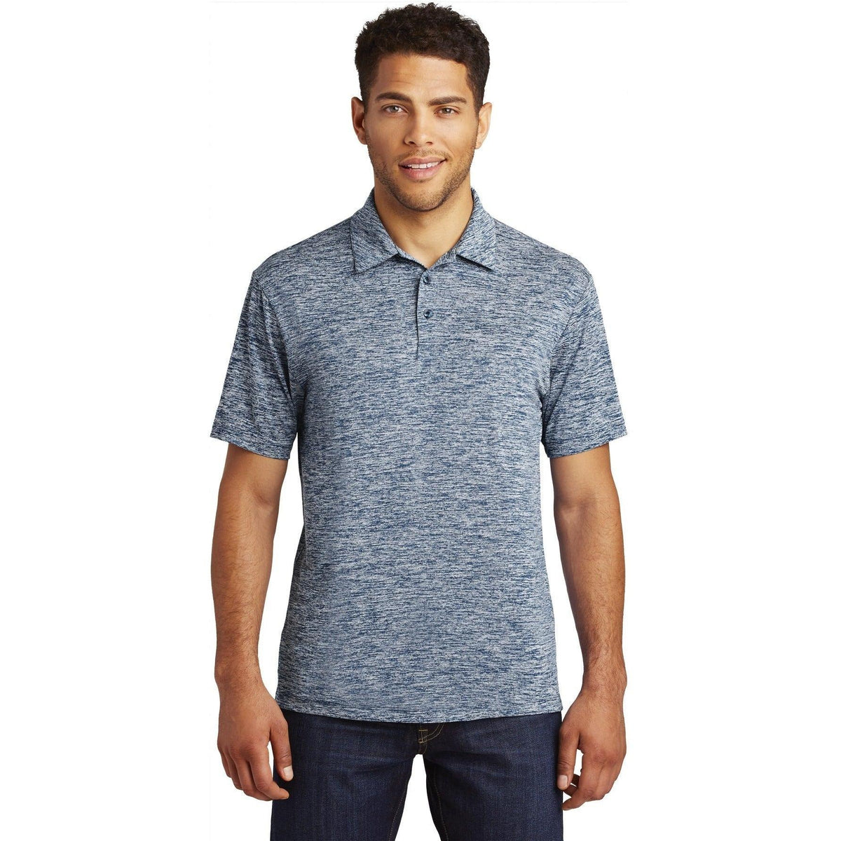 no-logo Sport-Tek PosiCharge Electric Heather Polo-Regular-Sport-Tek-True Navy Electric-S-Thread Logic