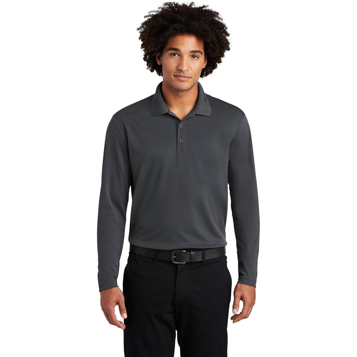no-logo Sport-Tek PosiCharge RacerMesh Long Sleeve Polo-Polos-Sport-Tek-Graphite-S-Thread Logic