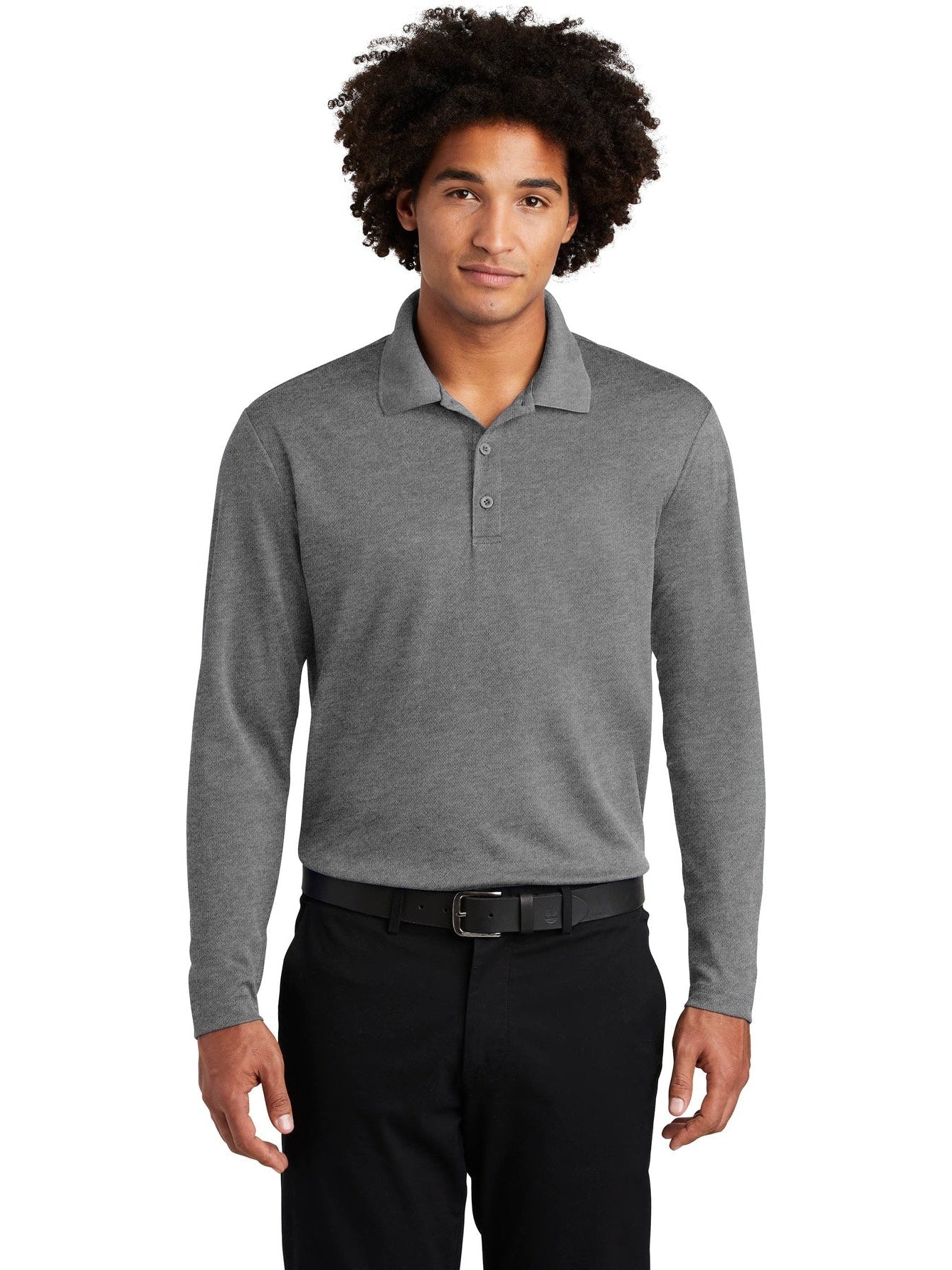  Sport-Tek PosiCharge RacerMesh Long Sleeve Polo-Regular-Sport-Tek-Grey Heather-S-Thread Logic