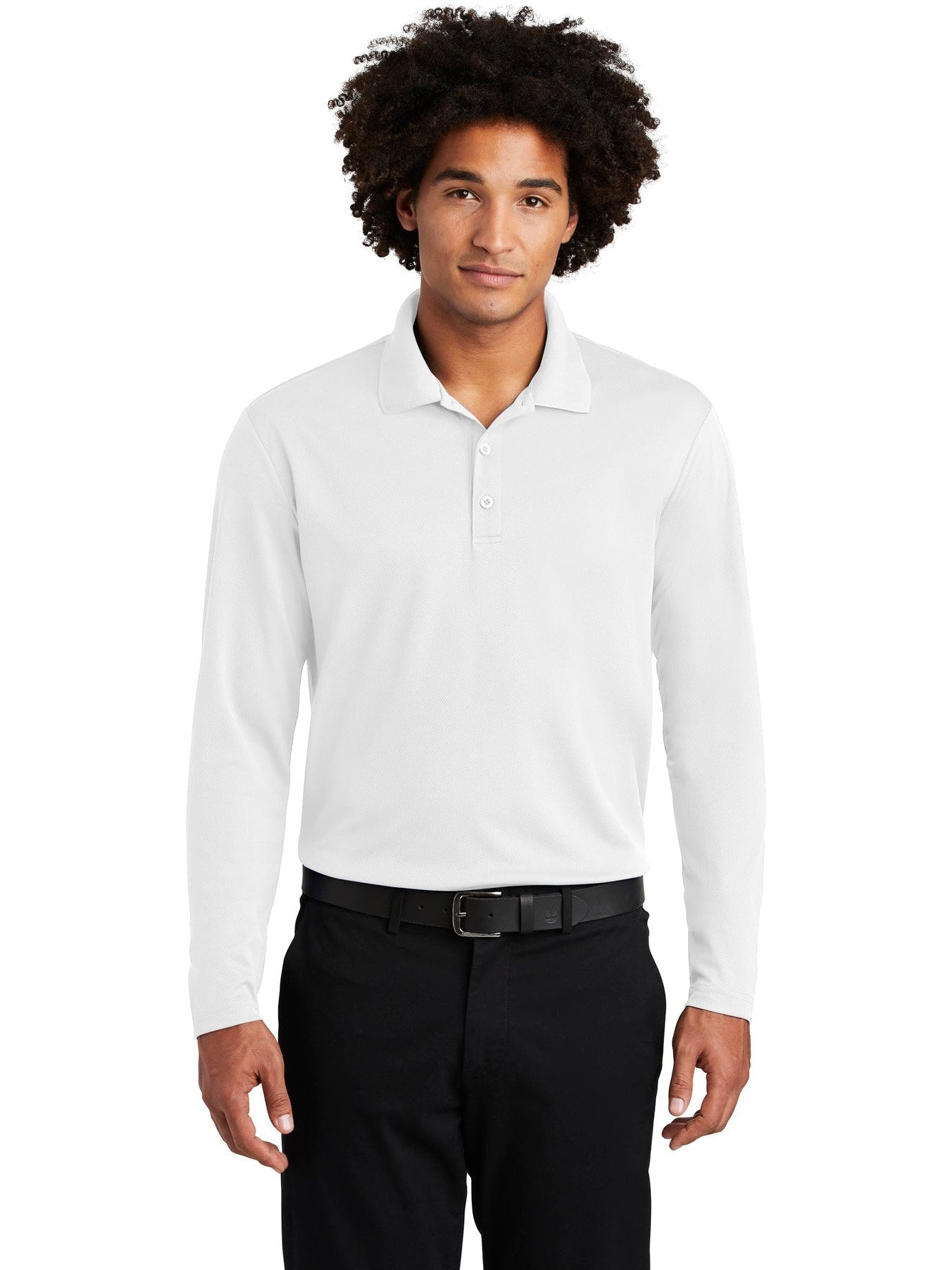  Sport-Tek PosiCharge RacerMesh Long Sleeve Polo-Regular-Sport-Tek-White-S-Thread Logic