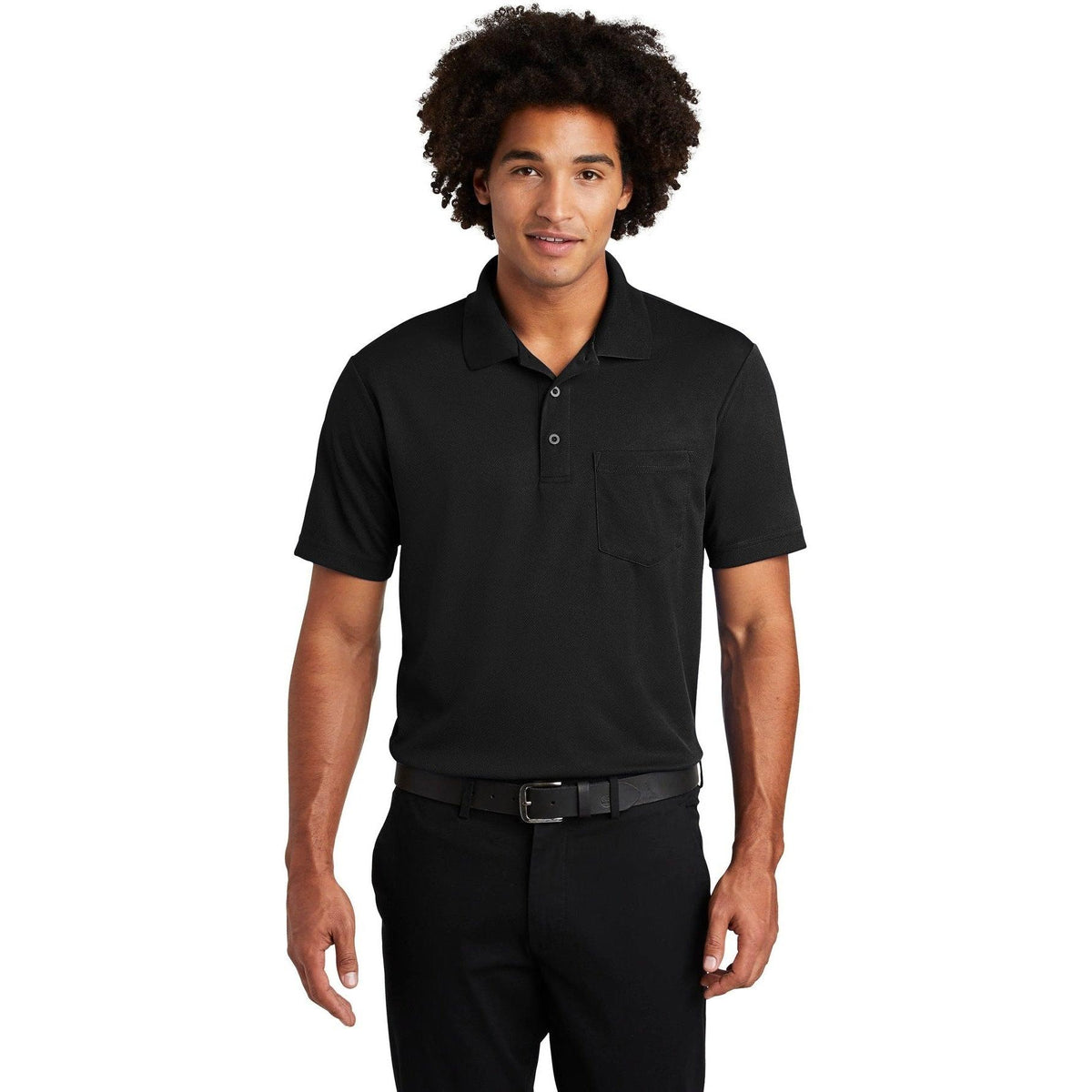 no-logo Sport-Tek PosiCharge RacerMesh Pocket Polo-Regular-Sport-Tek-Black-S-Thread Logic