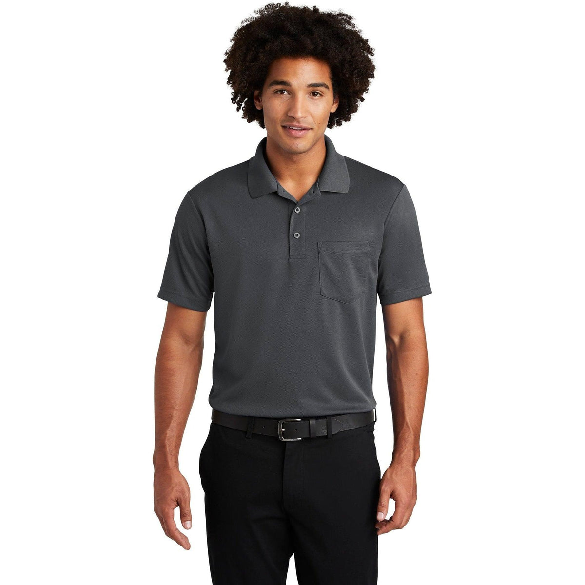 no-logo Sport-Tek PosiCharge RacerMesh Pocket Polo-Regular-Sport-Tek-Graphite-S-Thread Logic