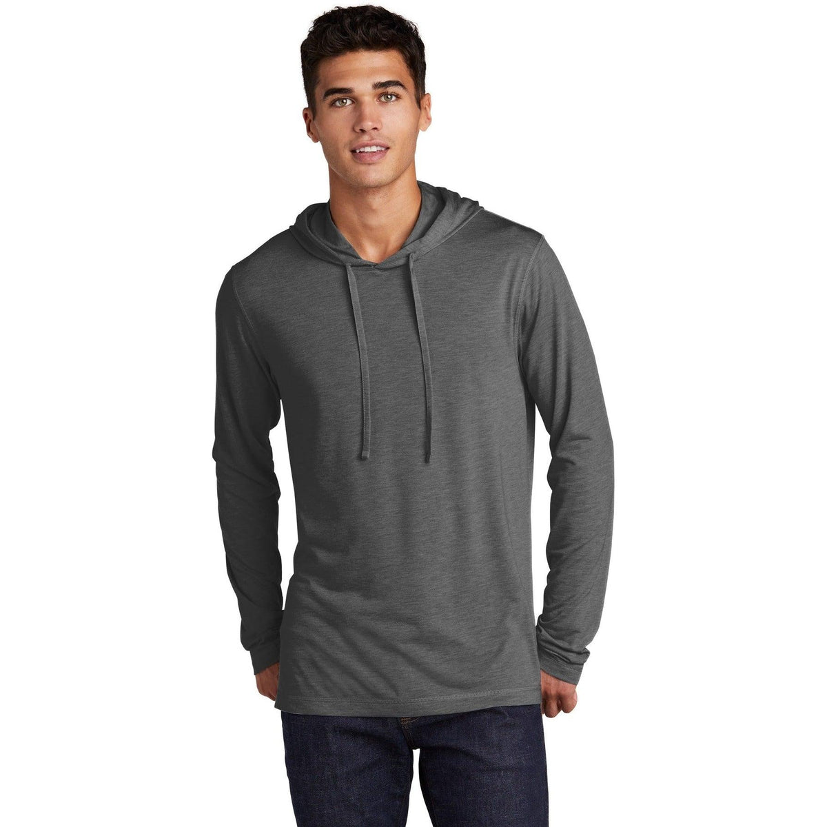 logo-left Sport-Tek PosiCharge Tri-Blend Wicking Long Sleeve Hoodie-Hoodies-Sport-Tek-Dark Grey Heather-S-Thread Logic