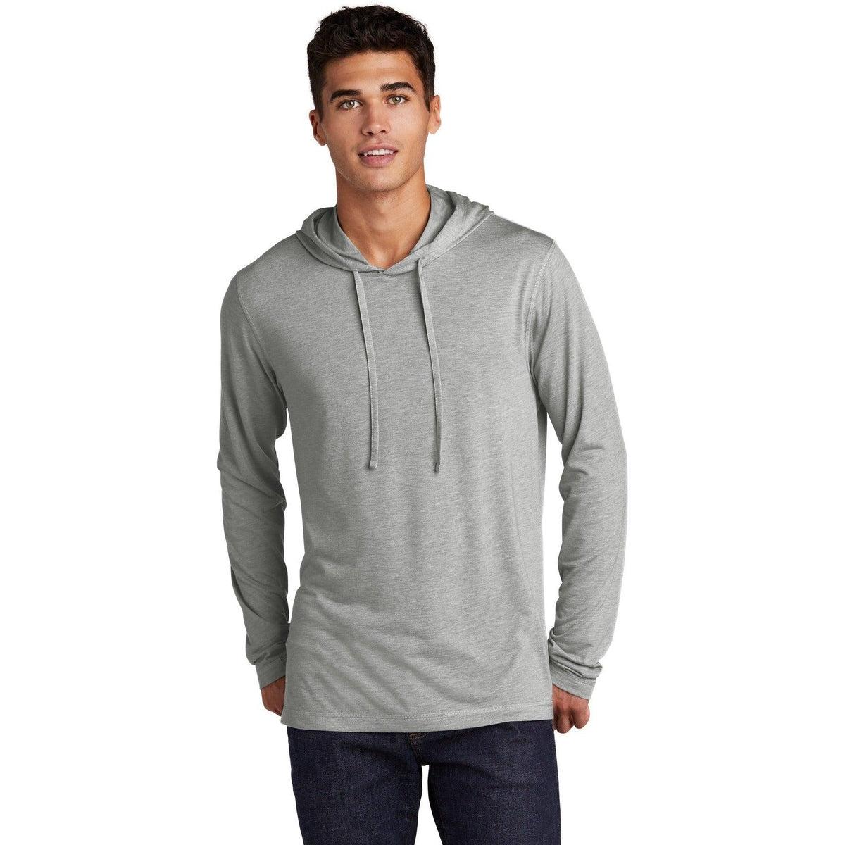 logo-left Sport-Tek PosiCharge Tri-Blend Wicking Long Sleeve Hoodie-Hoodies-Sport-Tek-Light Grey Heather-S-Thread Logic