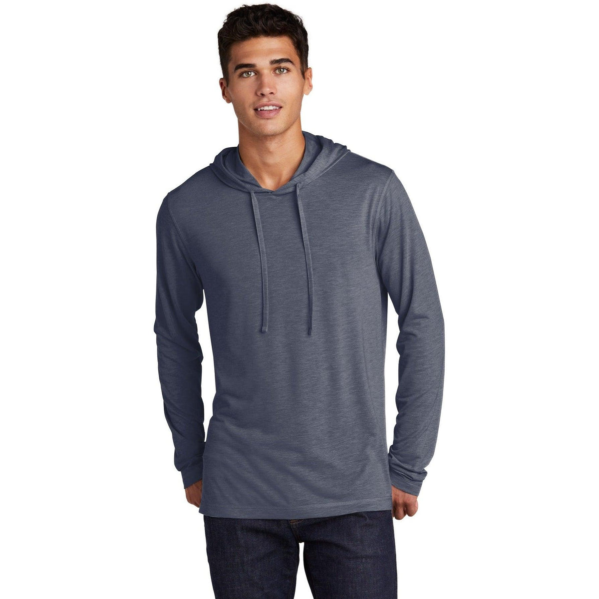 logo-left Sport-Tek PosiCharge Tri-Blend Wicking Long Sleeve Hoodie-Hoodies-Sport-Tek-True Navy Heather-S-Thread Logic
