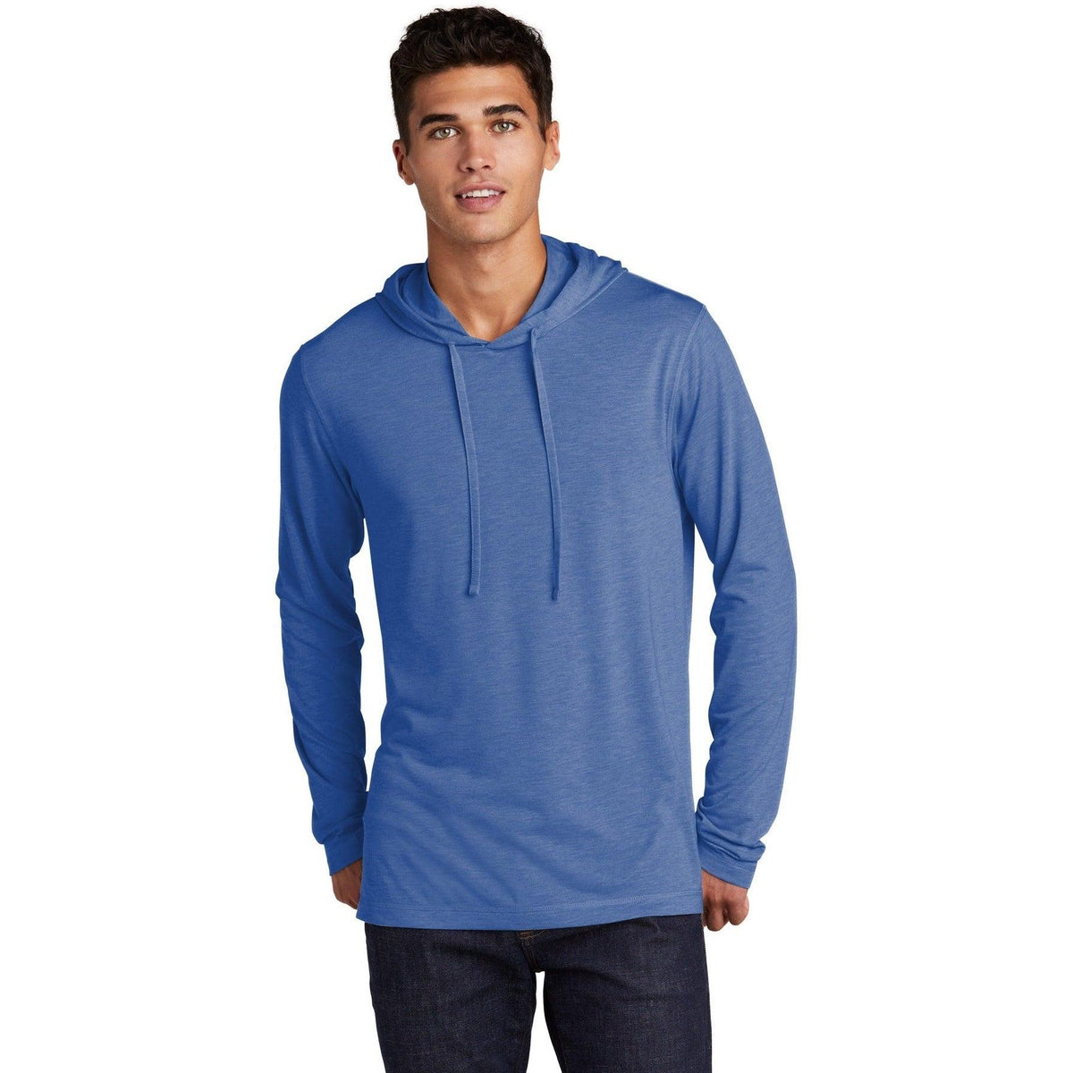 logo-left Sport-Tek PosiCharge Tri-Blend Wicking Long Sleeve Hoodie-Hoodies-Sport-Tek-True Royal Heather-S-Thread Logic