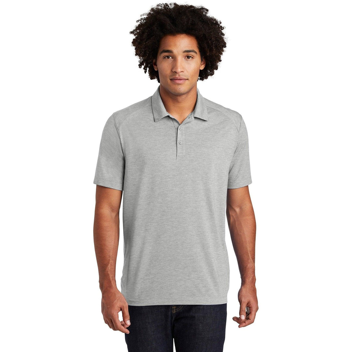 no-logo Sport-Tek PosiCharge Tri-Blend Wicking Polo-Regular-Sport-Tek-Light Grey Heather-S-Thread Logic