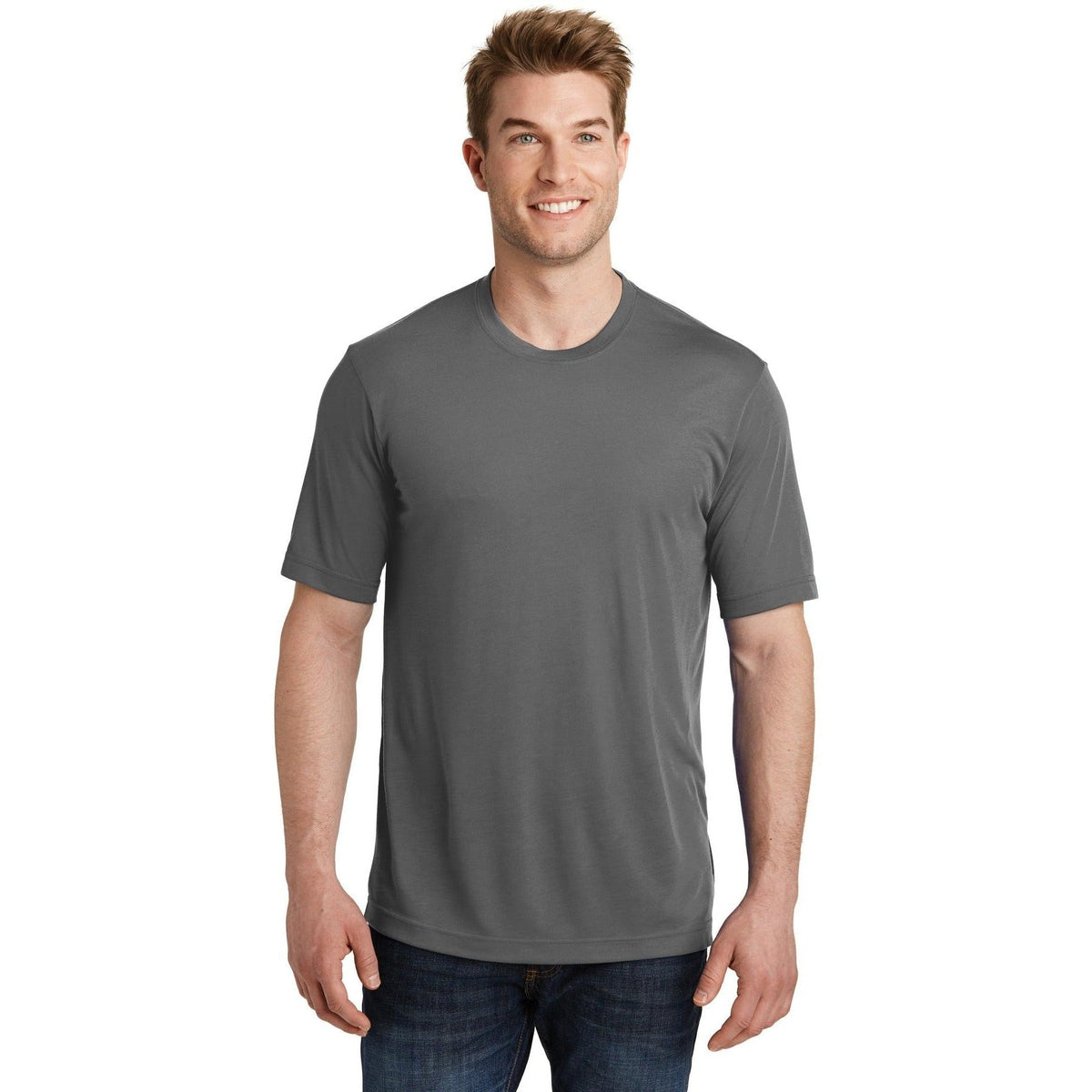 no-logo  Sport-Tek Posicharge Competitor Cotton Touch Tee-Regular-Sport-Tek-Dark Smoke Grey-S-Thread Logic