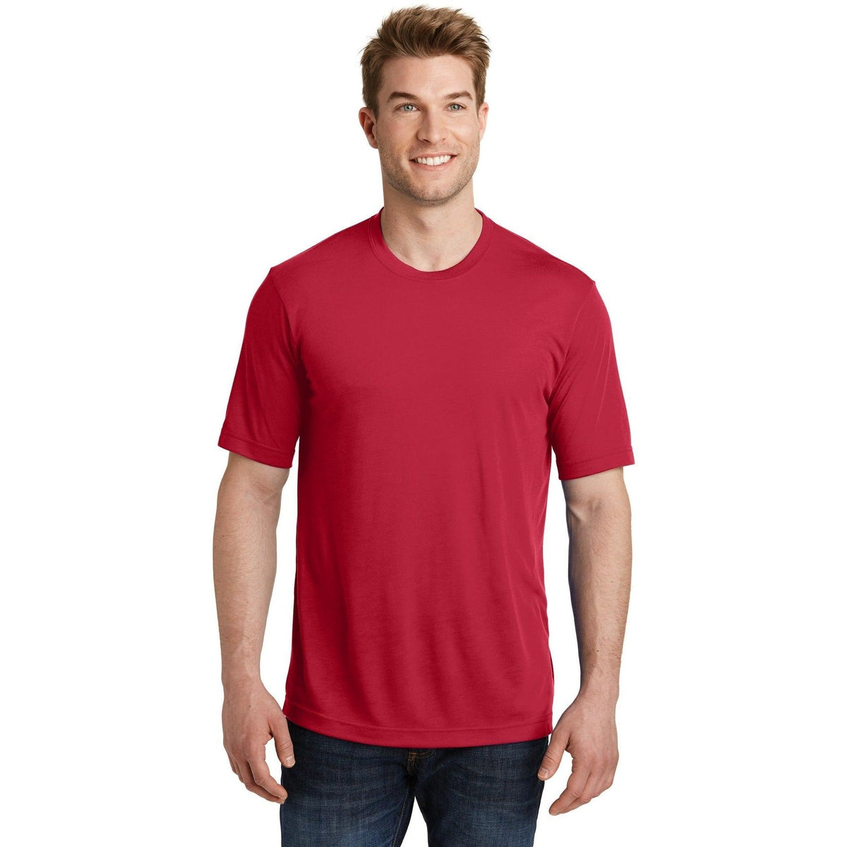no-logo  Sport-Tek Posicharge Competitor Cotton Touch Tee-Regular-Sport-Tek-Deep Red-S-Thread Logic