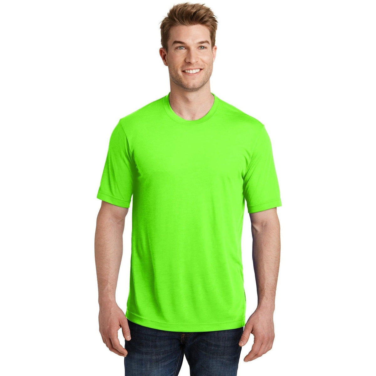 no-logo  Sport-Tek Posicharge Competitor Cotton Touch Tee-Regular-Sport-Tek-Neon Green-S-Thread Logic