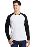  Sport-Tek Posicharge Long Sleeve Tri-Blend Wicking Raglan Tee-Regular-Sport-Tek-Black Triad Solid/White Triad Solid-S-Thread Logic