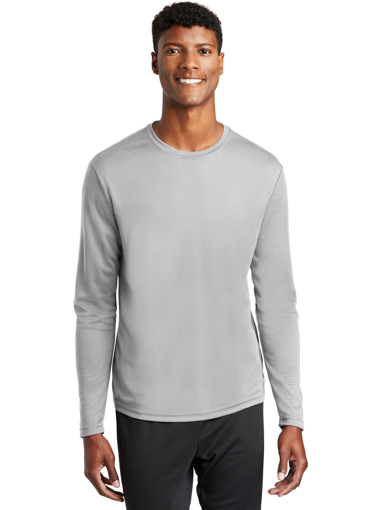  Sport-Tek Posicharge Racermesh Long Sleeve Tee-Regular-Sport-Tek-Silver-S-Thread Logic