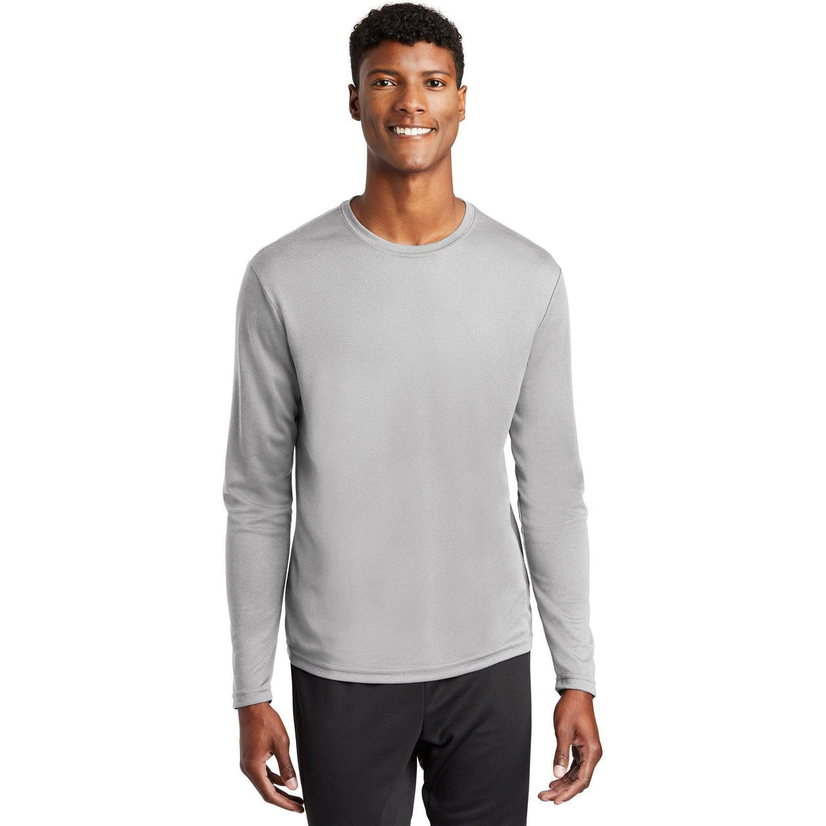 no-logo  Sport-Tek Posicharge Racermesh Long Sleeve Tee-Regular-Sport-Tek-Silver-S-Thread Logic