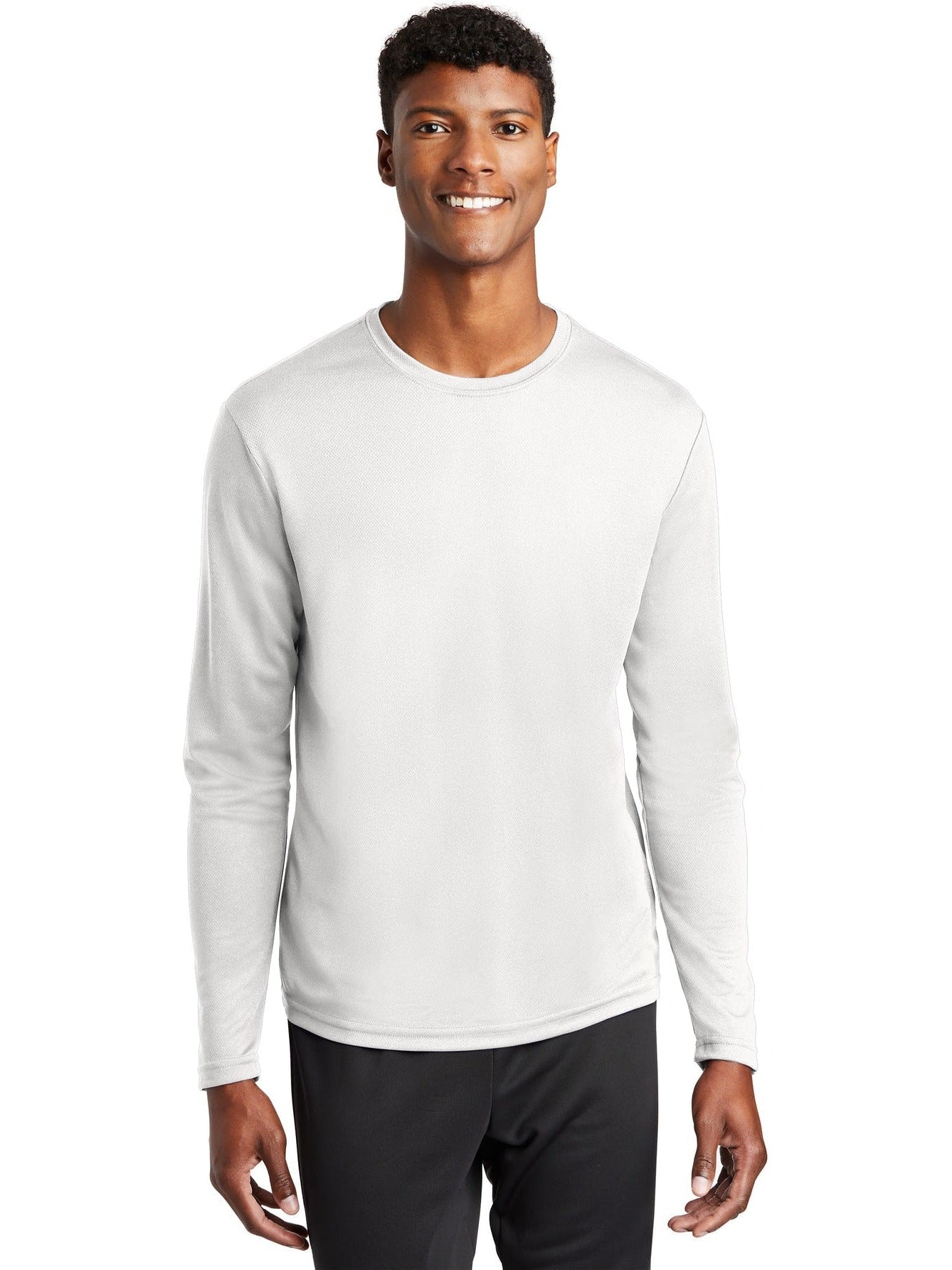  Sport-Tek Posicharge Racermesh Long Sleeve Tee-Regular-Sport-Tek-White-S-Thread Logic