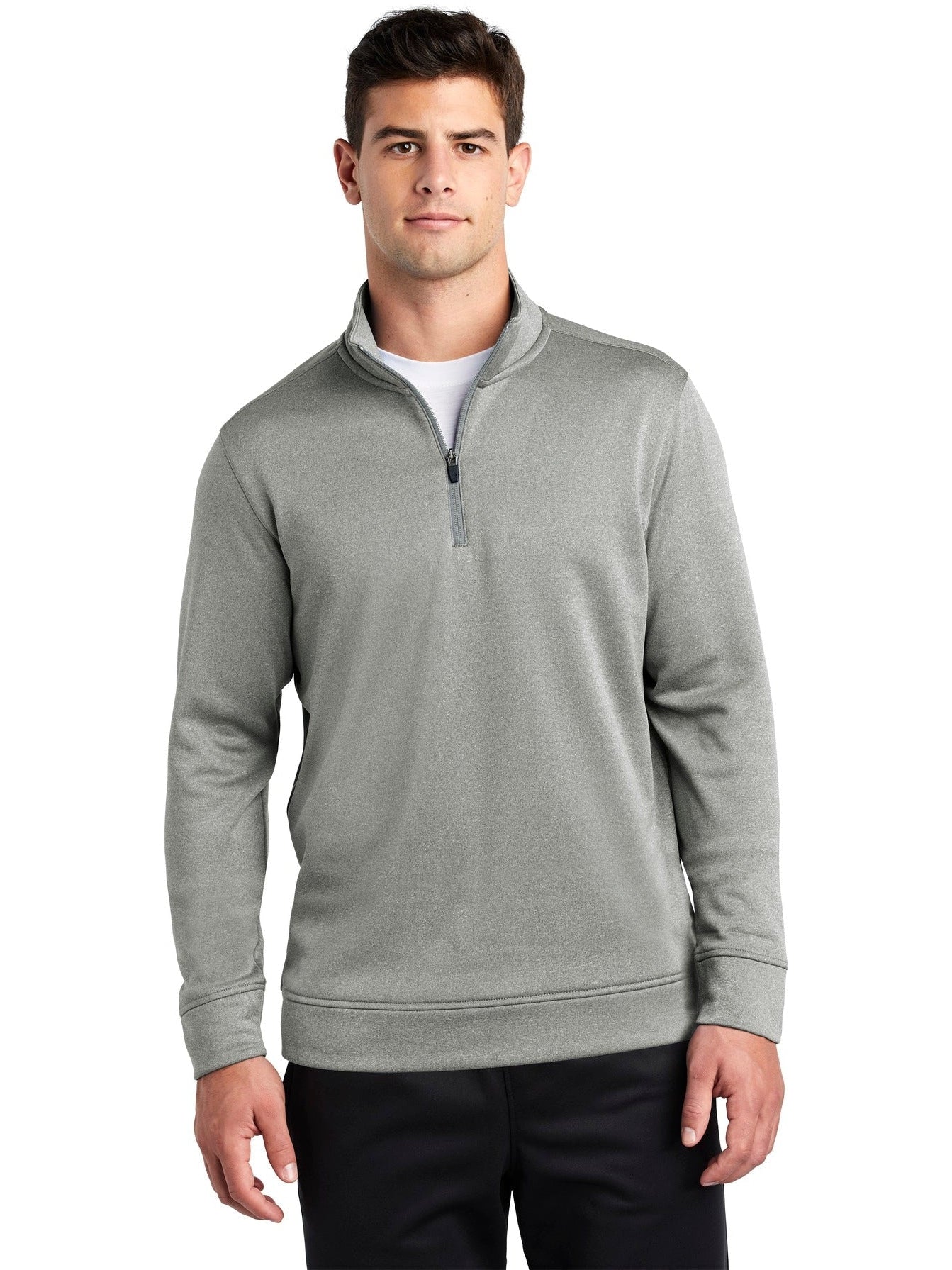  Sport-Tek Posicharge Sport-Wick Heather Fleece 1/4-Zip Pullover-Regular-Sport-Tek-Dark Silver Heather-S-Thread Logic