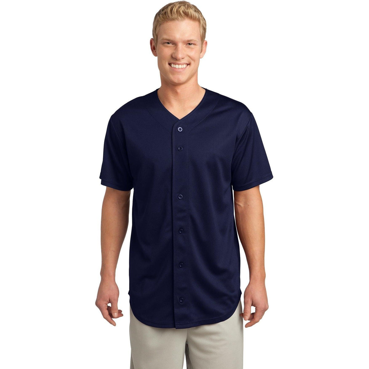 no-logo  Sport-Tek Posicharge Tough Mesh Full-Button Jersey-Regular-Sport-Tek-True Navy-S-Thread Logic