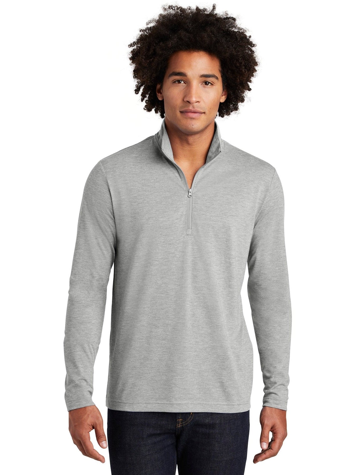  Sport-Tek Posicharge Tri-Blend Wicking 1/4-Zip Pullover-Regular-Sport-Tek-Light Grey Heather-S-Thread Logic