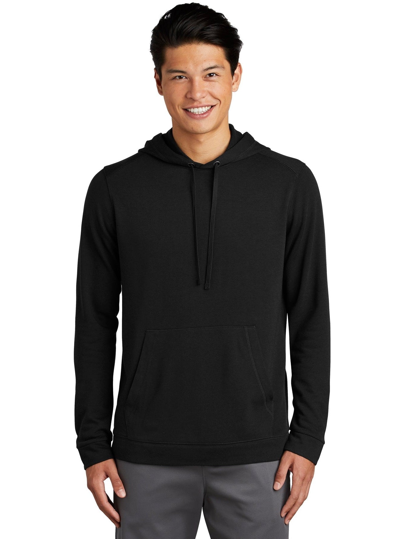  Sport-Tek Posicharge Tri-Blend Wicking Fleece Hooded Pullover-Regular-Sport-Tek-Black Triad Solid-S-Thread Logic