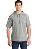  Sport-Tek Posicharge Tri-Blend Wicking Fleece Short Sleeve Hooded Pullover-Regular-Sport-Tek-Light Grey Heather-S-Thread Logic