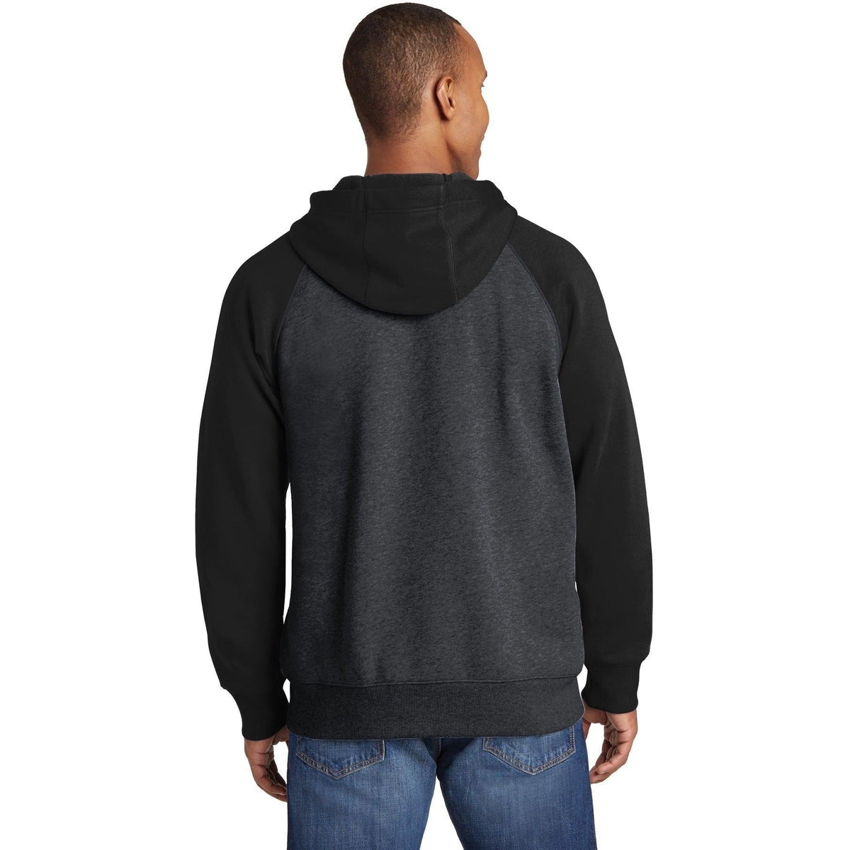 no-logo Sport-Tek Raglan Colorblock Full-Zip Hooded Fleece Jacket-Regular-Sport-Tek-Thread Logic
