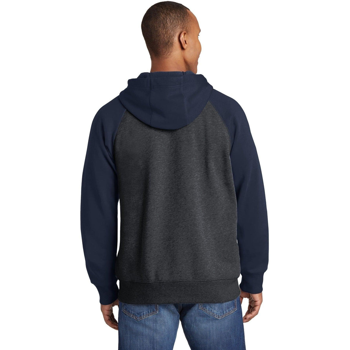 no-logo Sport-Tek Raglan Colorblock Full-Zip Hooded Fleece Jacket-Regular-Sport-Tek-Thread Logic