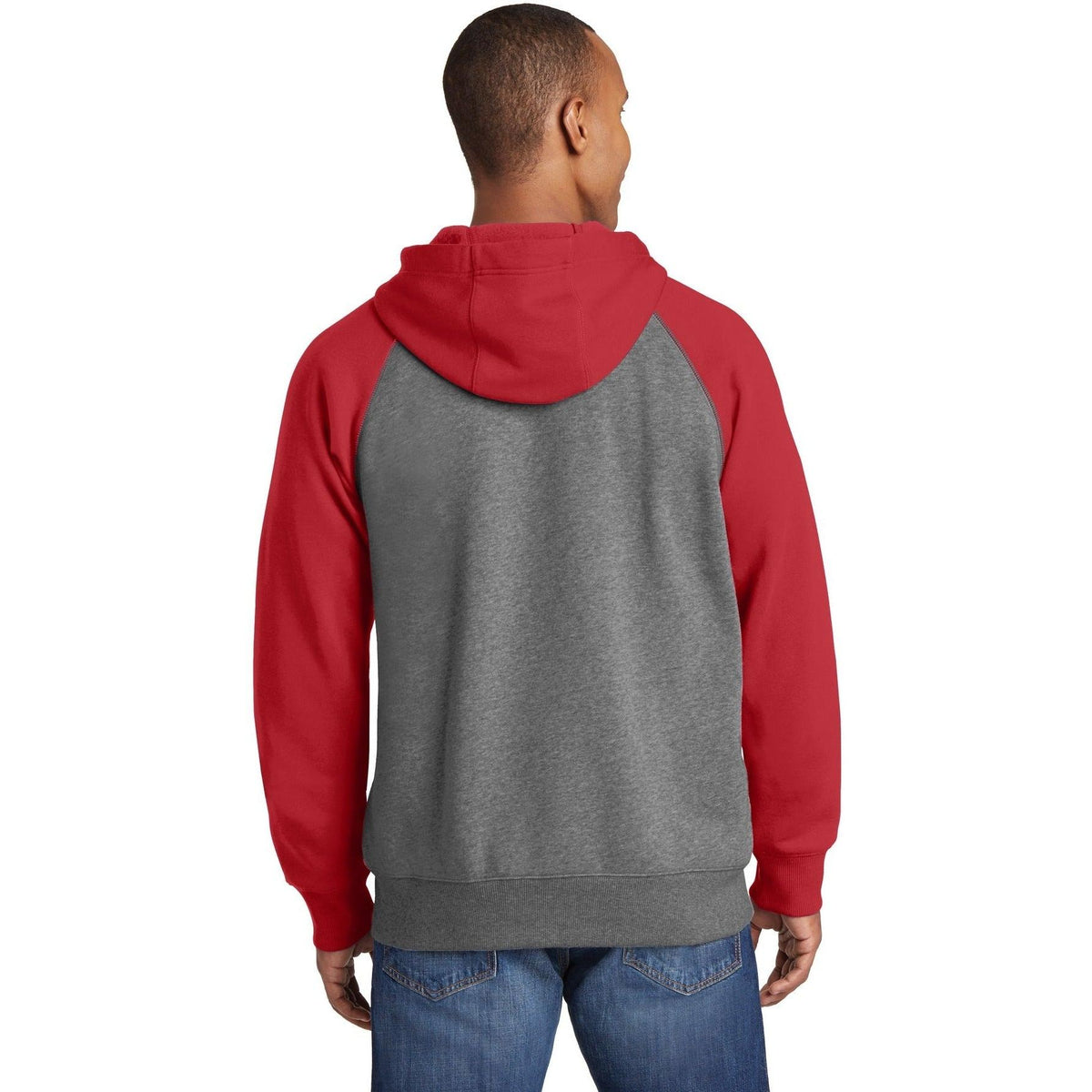 no-logo Sport-Tek Raglan Colorblock Full-Zip Hooded Fleece Jacket-Regular-Sport-Tek-Thread Logic