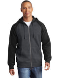  Sport-Tek Raglan Colorblock Full-Zip Hooded Fleece Jacket-Regular-Sport-Tek-Graphite Heather/Black-S-Thread Logic