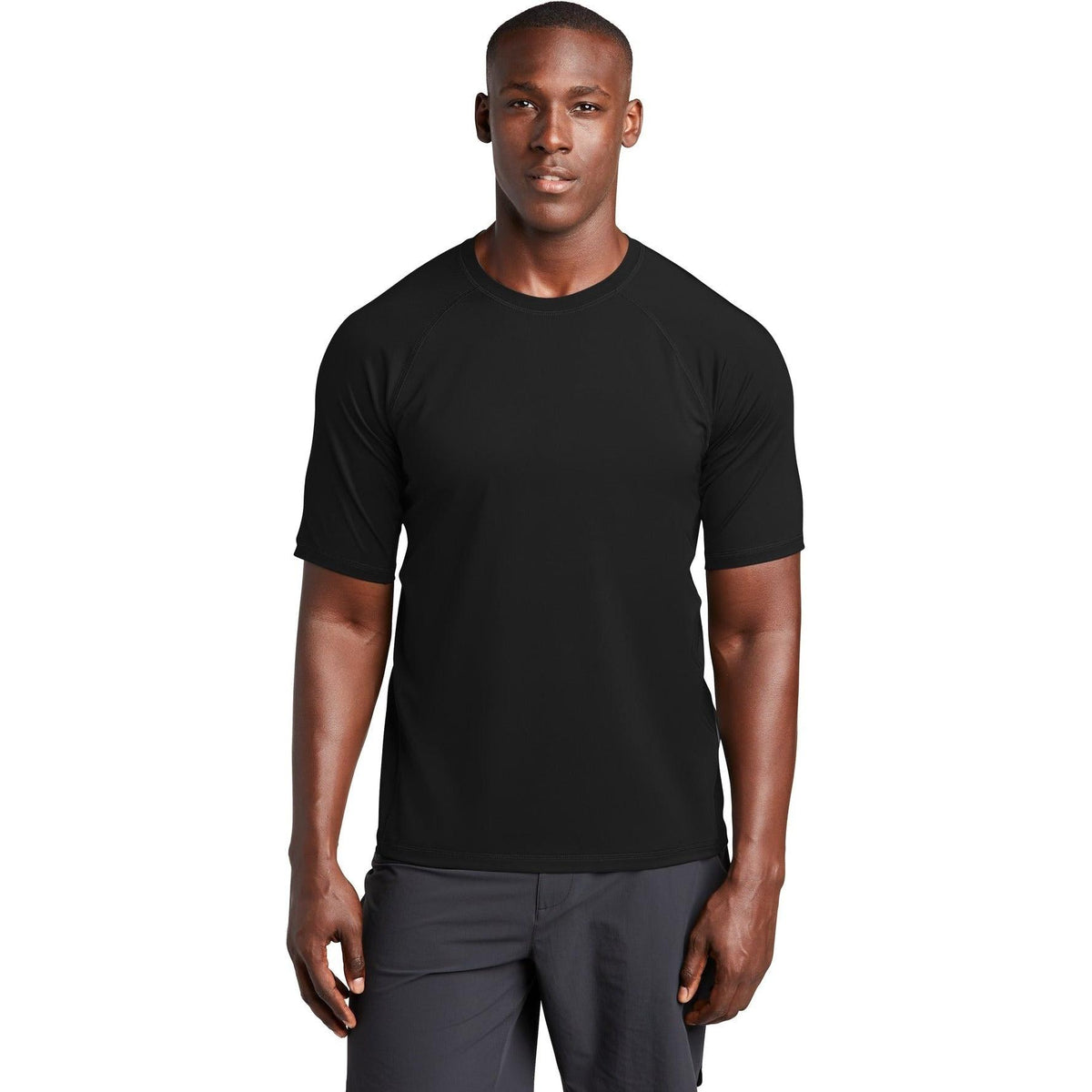 no-logo  Sport-Tek Rashguard Tee-Regular-Sport-Tek-Black-S-Thread Logic