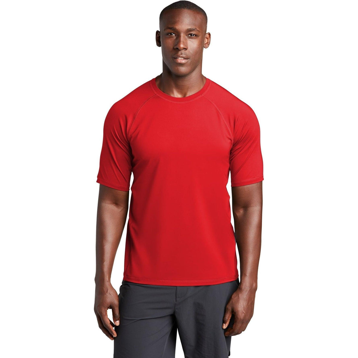 no-logo  Sport-Tek Rashguard Tee-Regular-Sport-Tek-True Red-S-Thread Logic