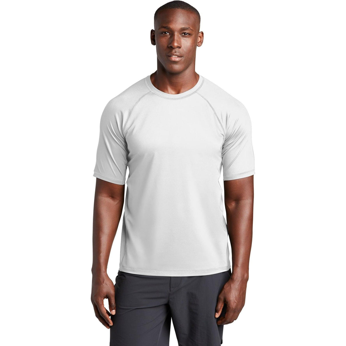 no-logo  Sport-Tek Rashguard Tee-Regular-Sport-Tek-White-S-Thread Logic