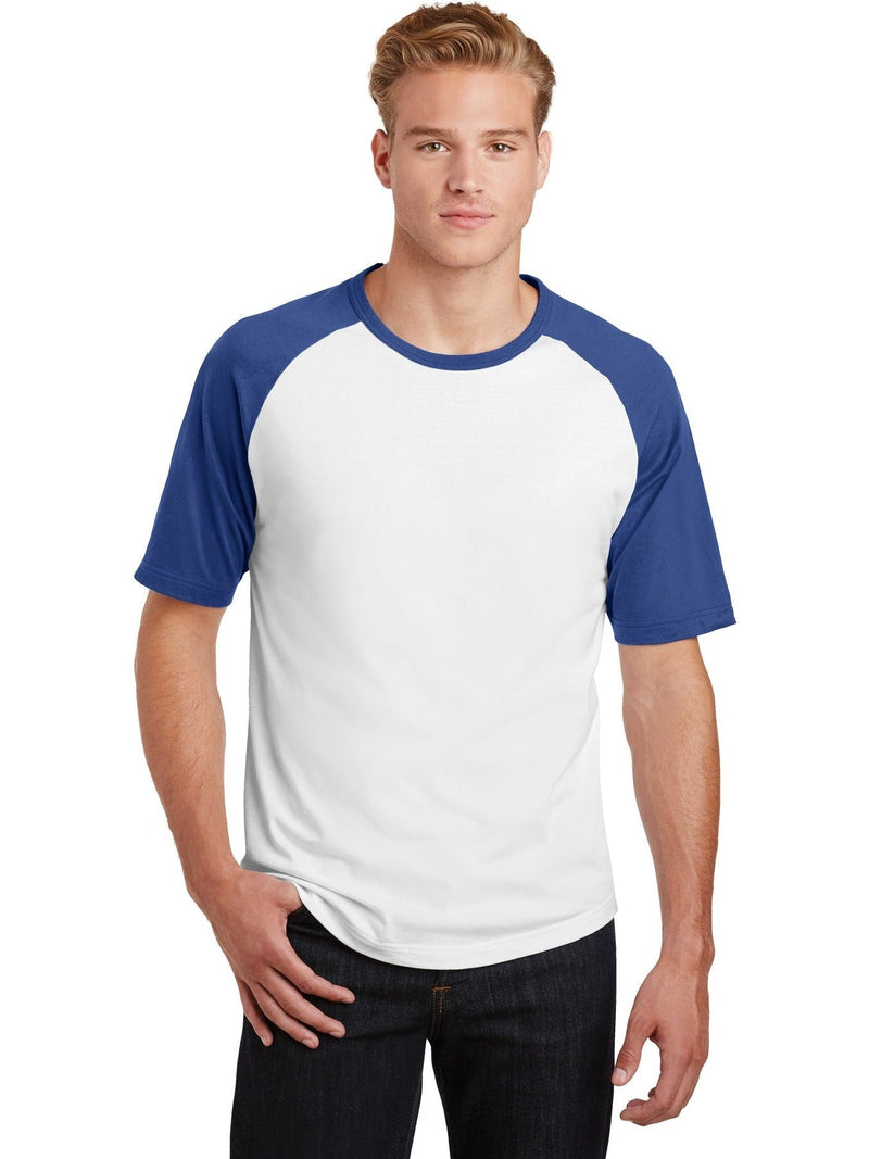  Sport-Tek Short Sleeve Colorblock Raglan Jersey-Regular-Sport-Tek-White/Royal-S-Thread Logic