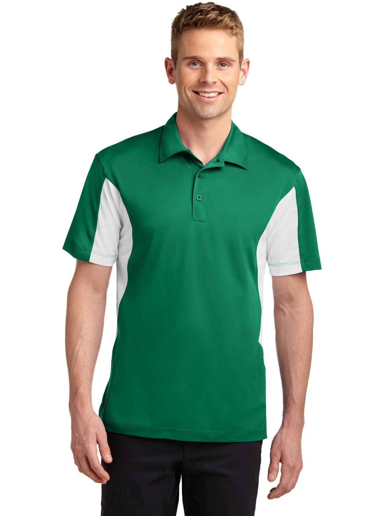  Sport-Tek Side Blocked Micropique Polo Shirt-Regular-Sport-Tek-Kelly Green/White-S-Thread Logic