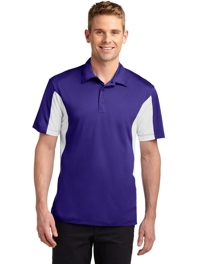  Sport-Tek Side Blocked Micropique Polo Shirt-Regular-Sport-Tek-Purple/White-S-Thread Logic