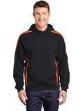  Sport-Tek Sleeve Stripe Pullover Hooded Sweatshirt-Active-Sport-Tek-Black/Deep Orange-S-Thread Logic