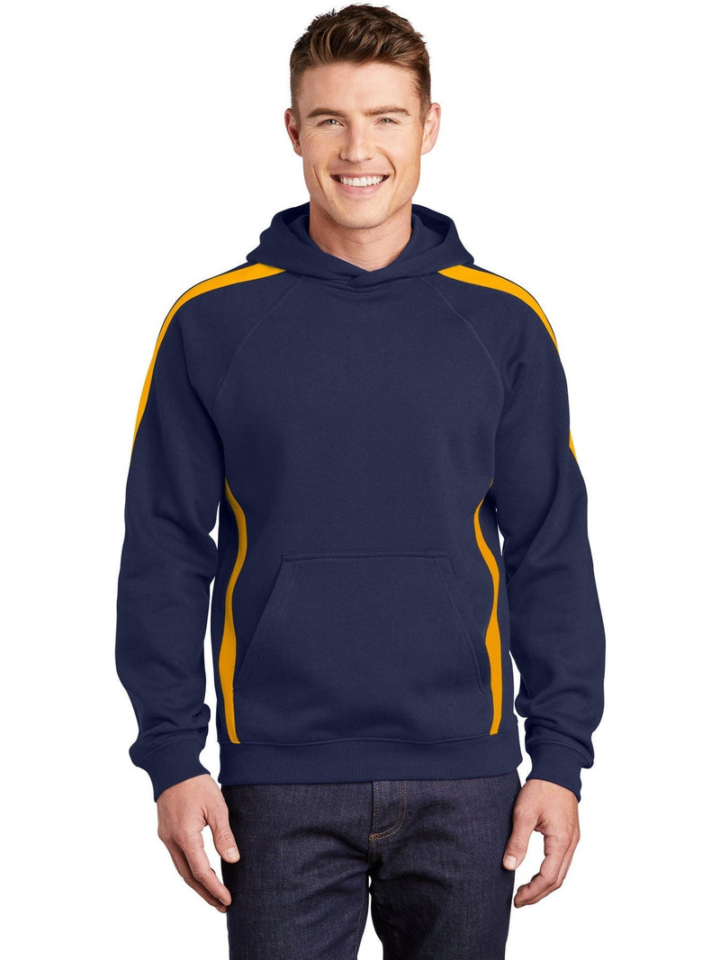  Sport-Tek Sleeve Stripe Pullover Hooded Sweatshirt-Active-Sport-Tek-True Navy/Gold-S-Thread Logic