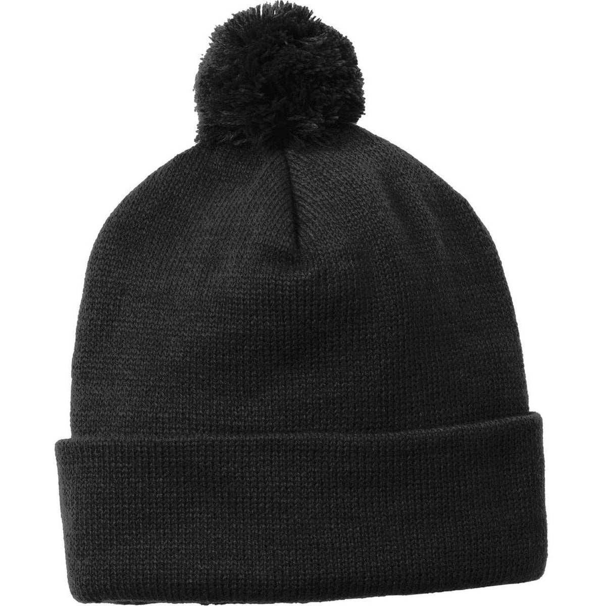 no-logo Sport-Tek Solid Pom Pom Beanie 