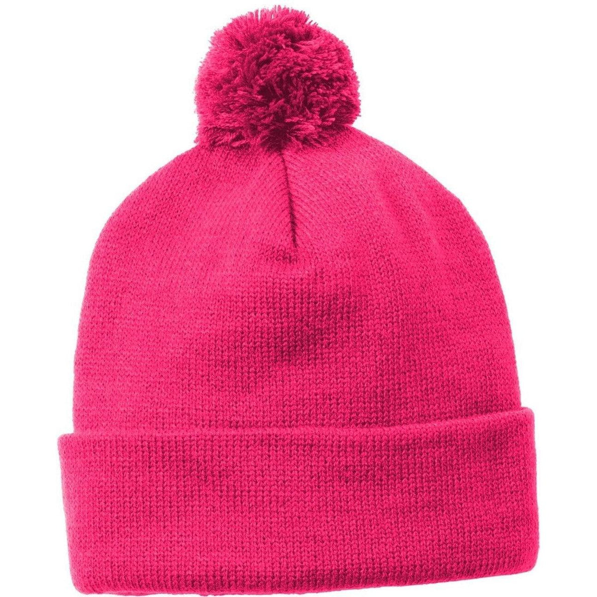 no-logo Sport-Tek Solid Pom Pom Beanie 