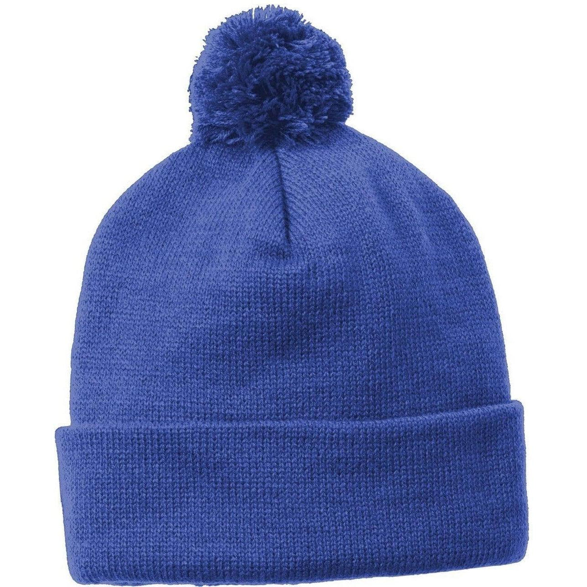 no-logo Sport-Tek Solid Pom Pom Beanie 