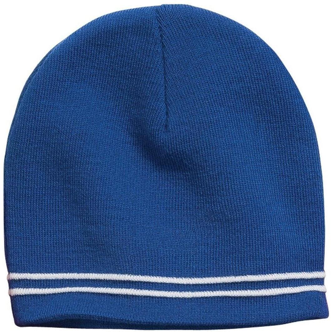no-logo Sport-Tek Spectator Beanie-Headwear-Sport-Tek-True Royal/White-OSFA-Thread Logic
