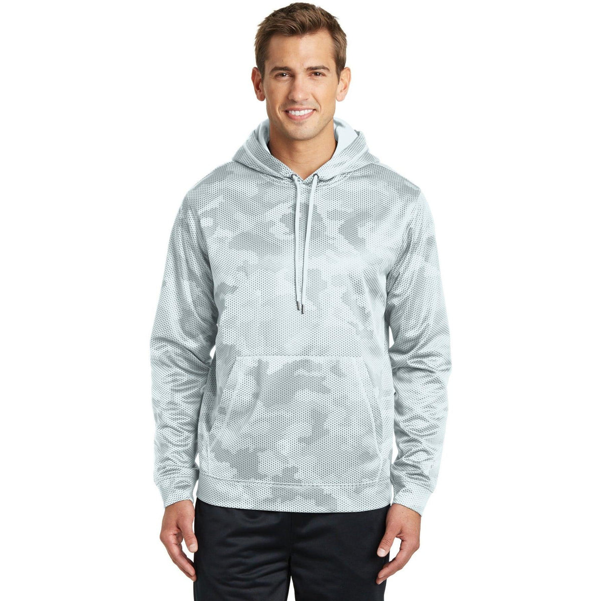 no-logo  Sport-Tek Sport-Wick Camohex Fleece Hooded Pullover-Regular-Sport-Tek-White-S-Thread Logic