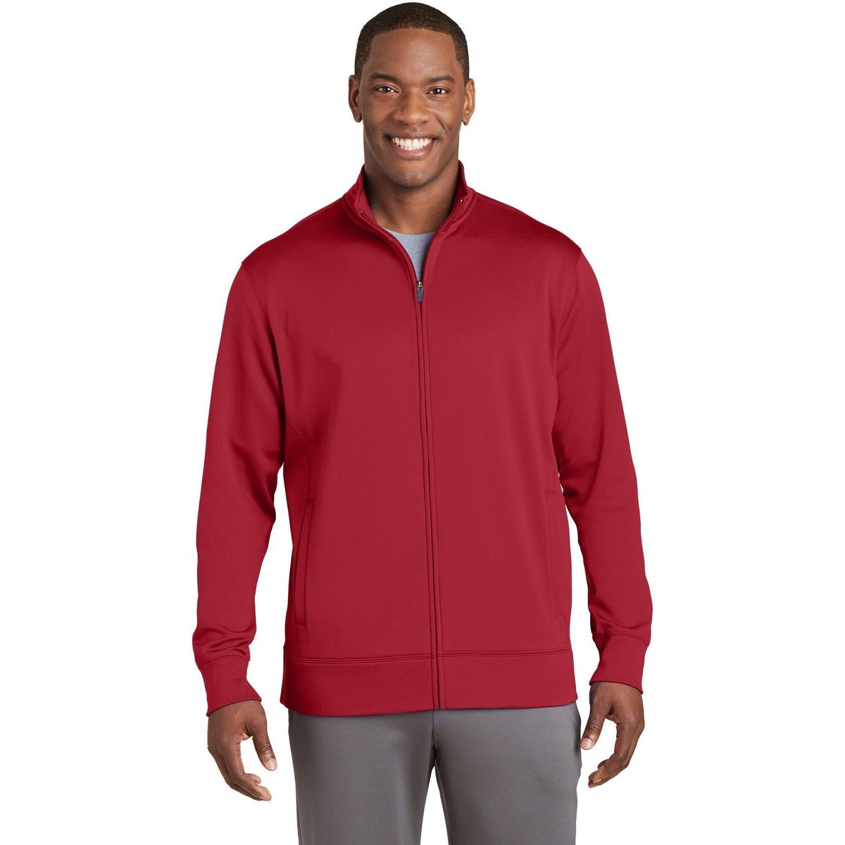 no-logo  Sport-Tek Sport-Wick Fleece Full-Zip Jacket-Regular-Sport-Tek-Deep Red-S-Thread Logic