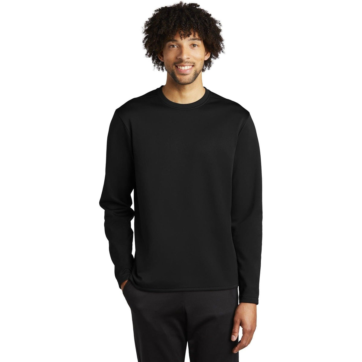 logo-left CLOSEOUT - Sport-Tek Sport-Wick Fleece Pullover Crew-Crewnecks-Sport-Tek-Black-S-Thread Logic