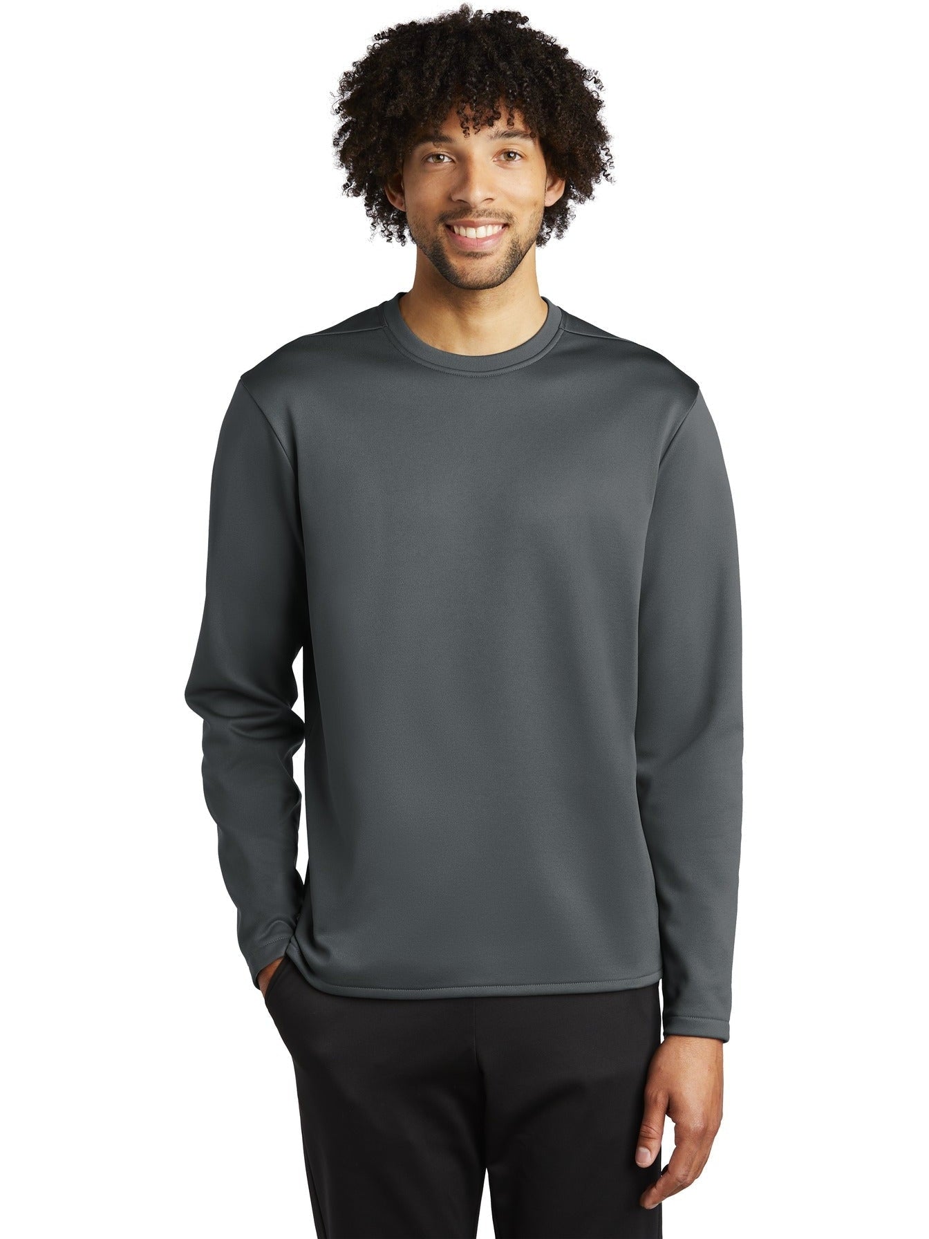 No-Logo CLOSEOUT - Sport-Tek Sport-Wick Fleece Pullover Crew-Crewnecks-Sport-Tek-Dark Smoke Grey-S-Thread Logic