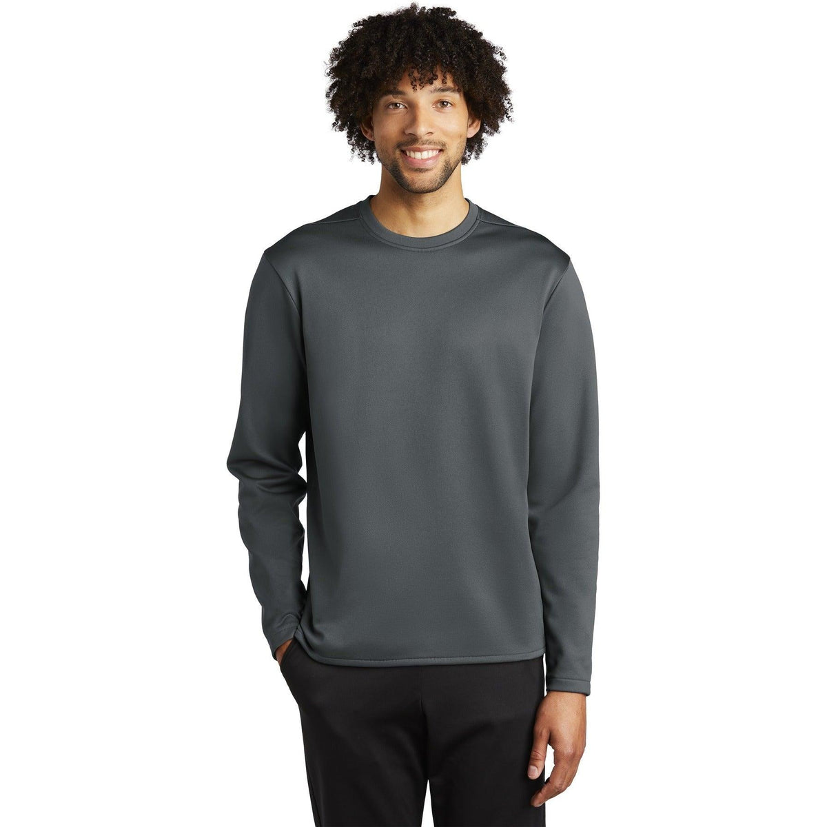 logo-left CLOSEOUT - Sport-Tek Sport-Wick Fleece Pullover Crew-Crewnecks-Sport-Tek-Dark Smoke Grey-S-Thread Logic