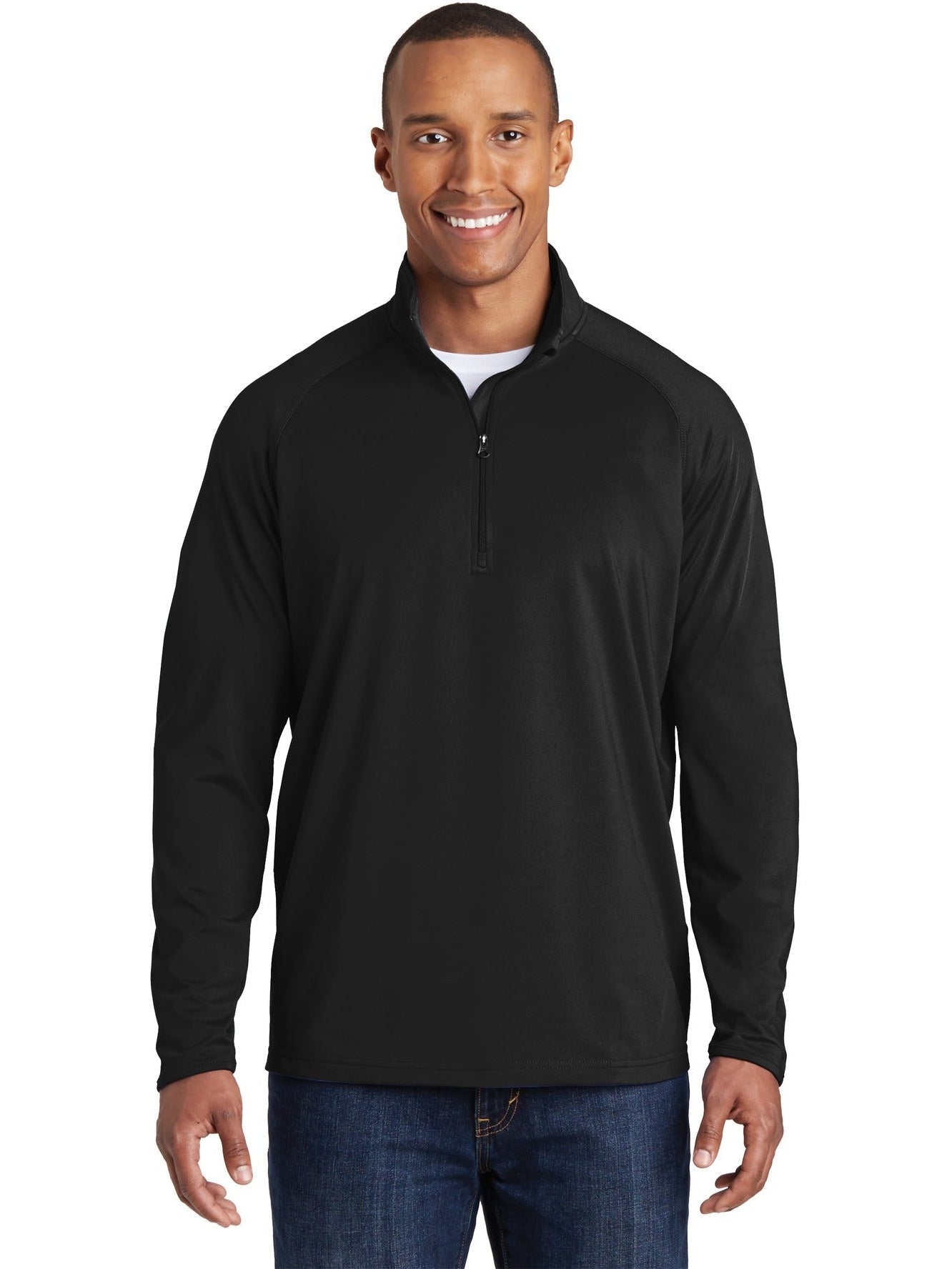  Sport-Tek Sport-Wick Stretch 1/2 Zip Pullover-Regular-Sport-Tek-Black-S-Thread Logic