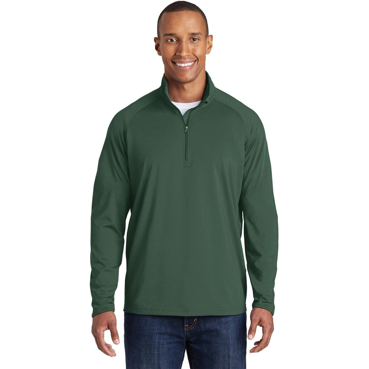 no-logo Sport-Tek Sport-Wick Stretch 1/2 Zip Pullover-Quarter Zips-Sport-Tek-Forest Green-S-Thread Logic